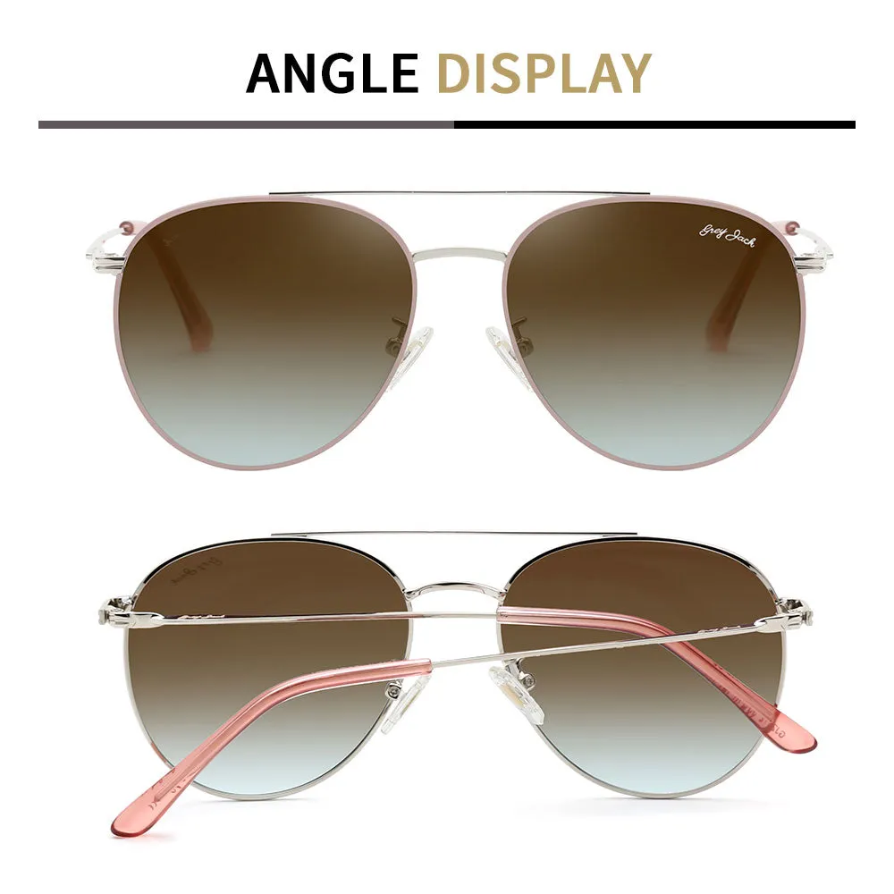 GRYE JACK Metal Round Polarized UV400 Protected Sunglasses for Women 2312