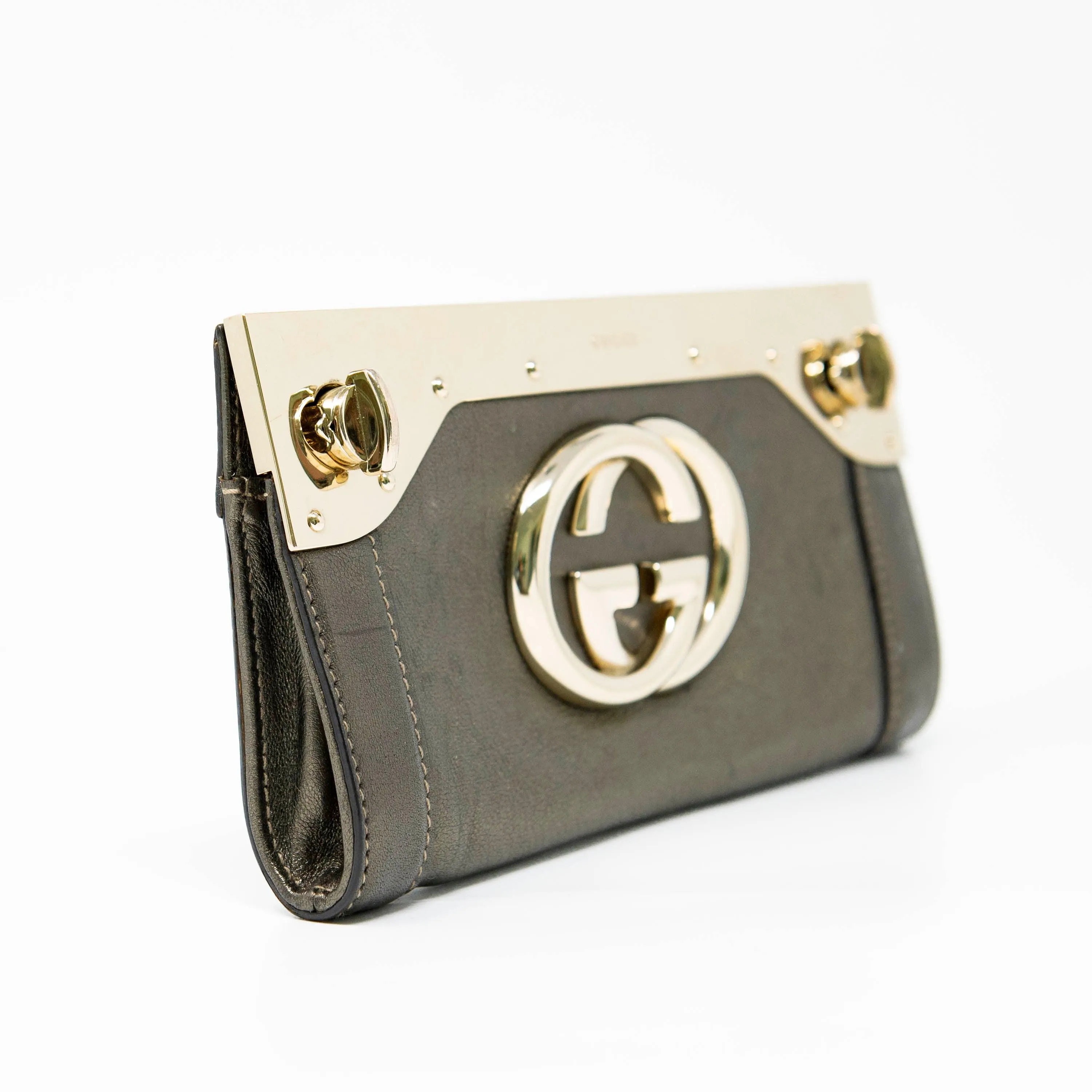Gucci Metallic Grey Britt Clutch