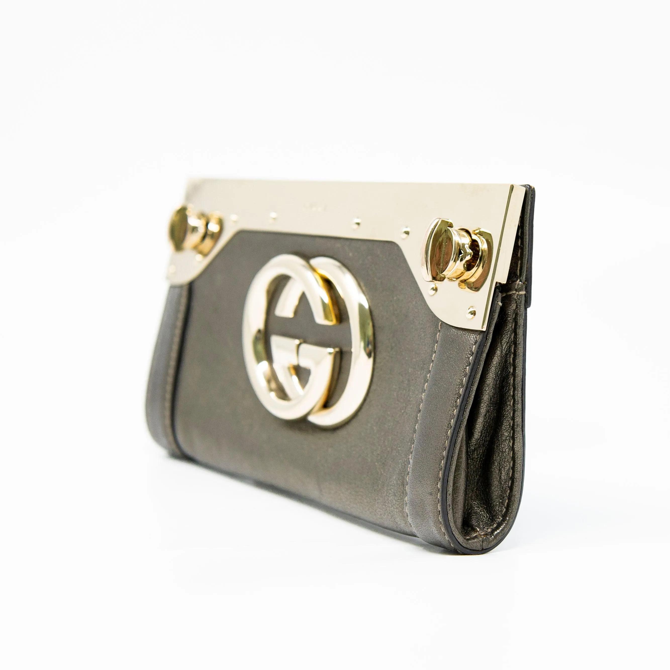 Gucci Metallic Grey Britt Clutch