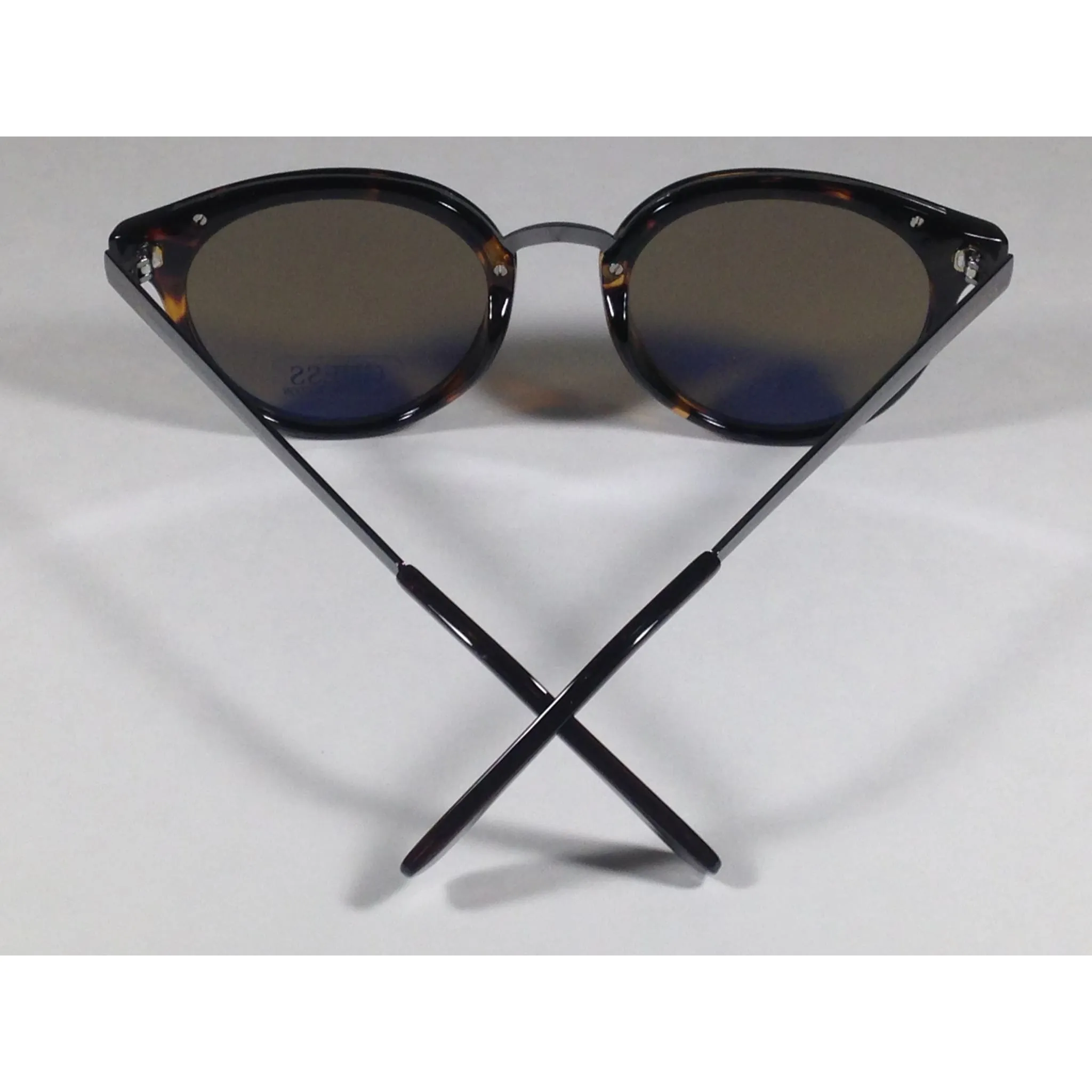 Guess Round Sunglasses GF0305 53X Brown Tortoise and Gunmetal Frame Blue Mirror Lens