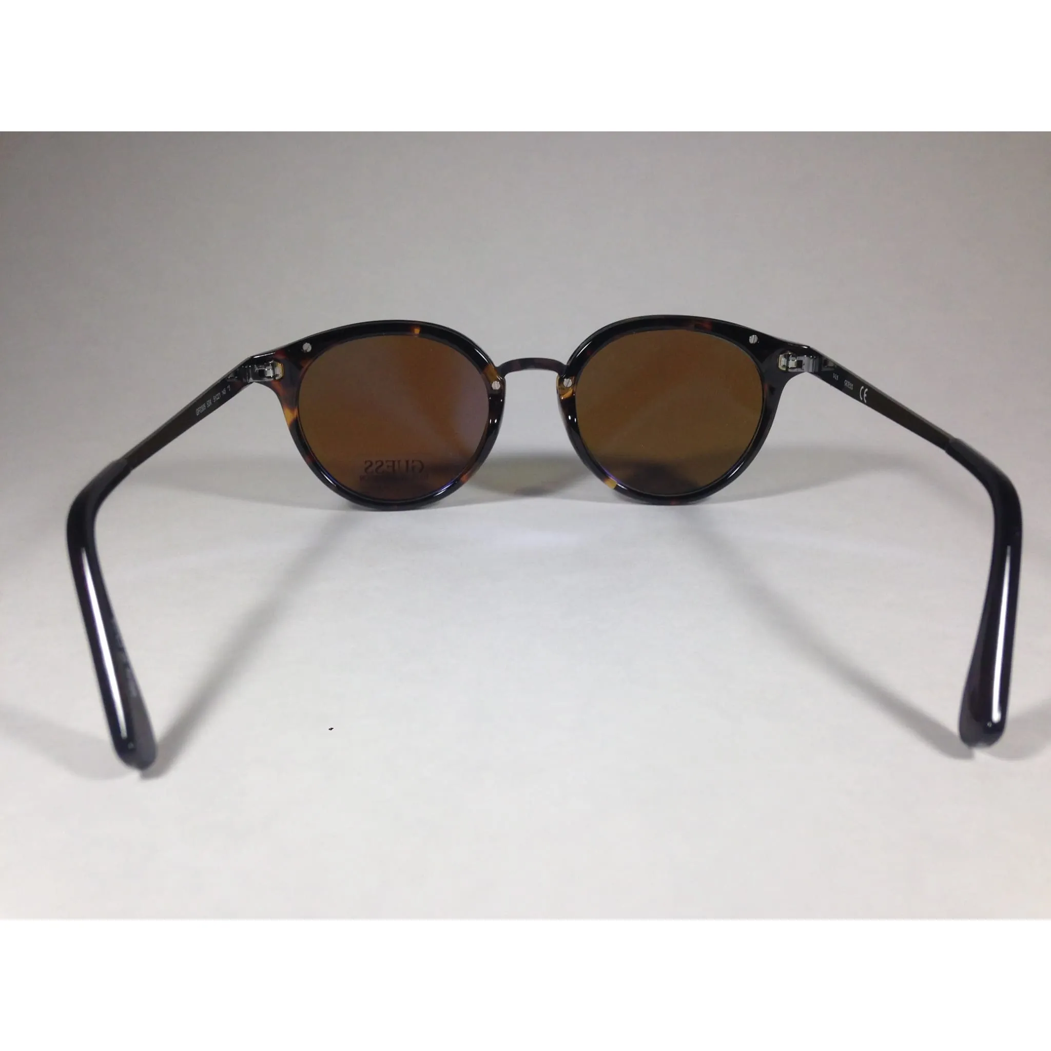 Guess Round Sunglasses GF0305 53X Brown Tortoise and Gunmetal Frame Blue Mirror Lens