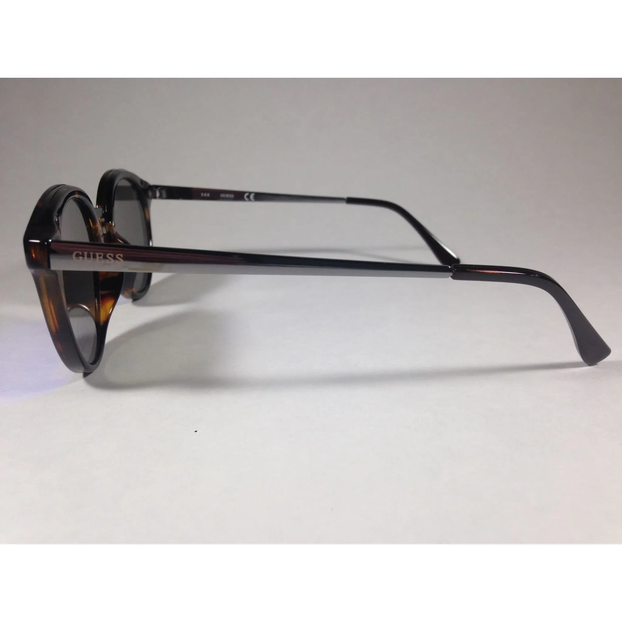 Guess Round Sunglasses GF0305 53X Brown Tortoise and Gunmetal Frame Blue Mirror Lens