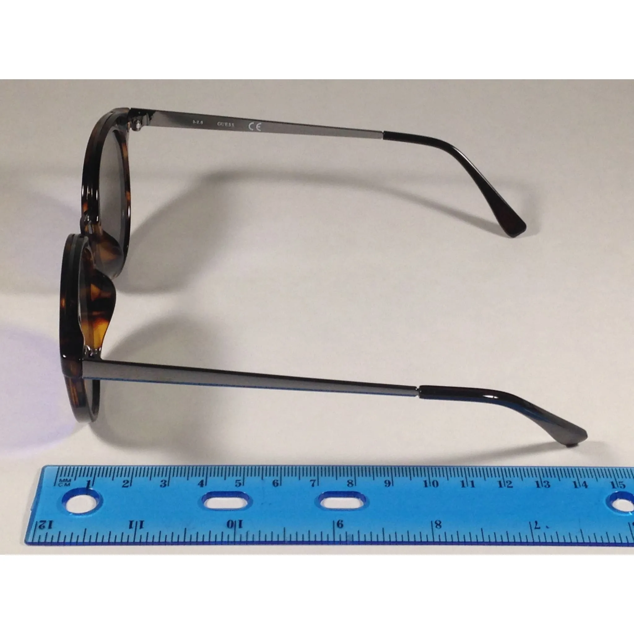 Guess Round Sunglasses GF0305 53X Brown Tortoise and Gunmetal Frame Blue Mirror Lens