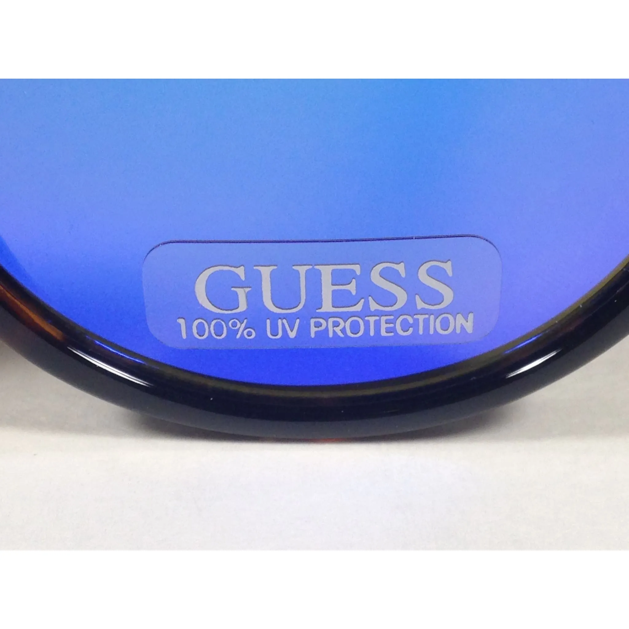 Guess Round Sunglasses GF0305 53X Brown Tortoise and Gunmetal Frame Blue Mirror Lens