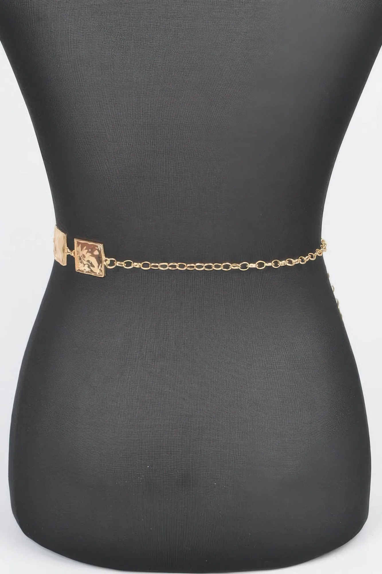 Hammered Square Metal Chain Belt