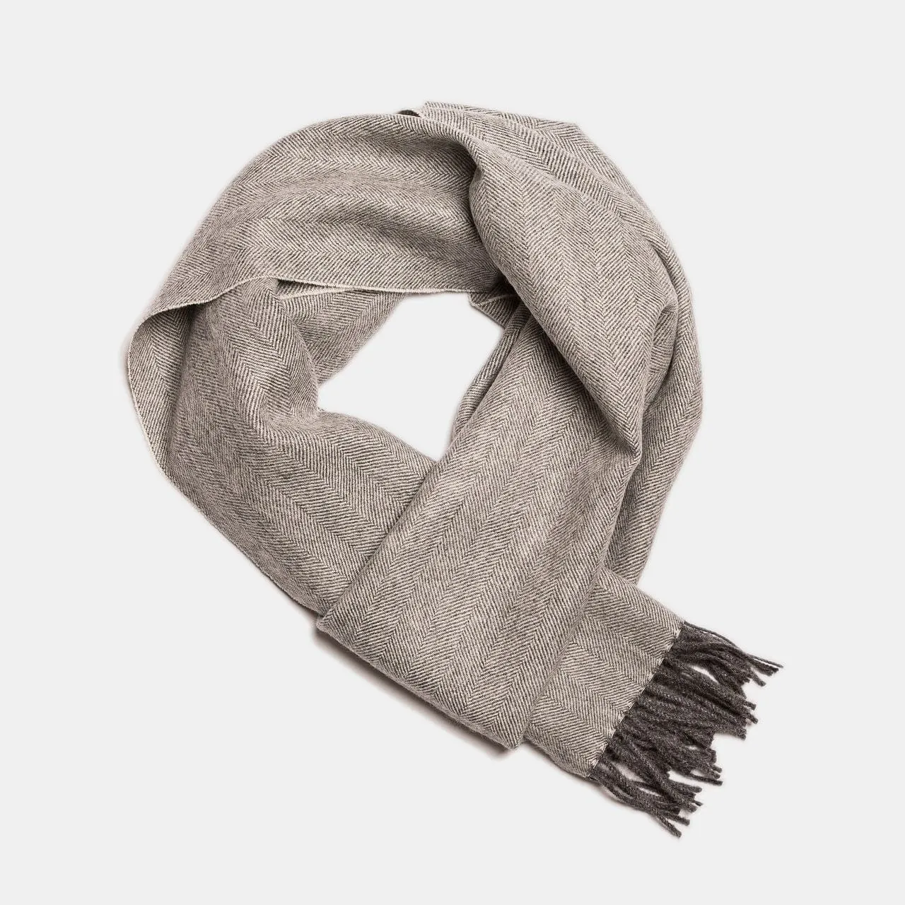 Herringbone Baby Alpaca Wool Scarf from Peru
