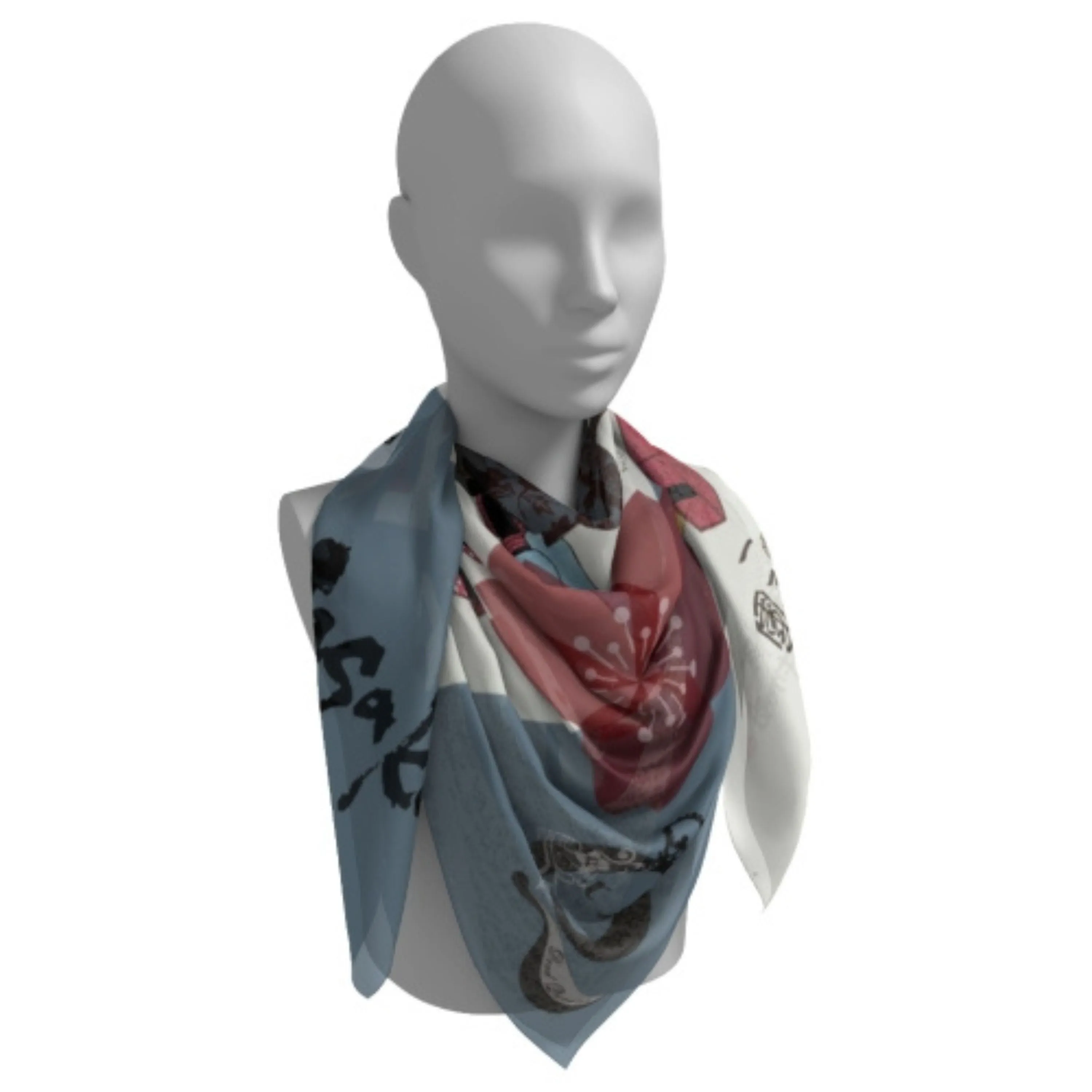 Hojo Masako Samurai Silk Square Scarf