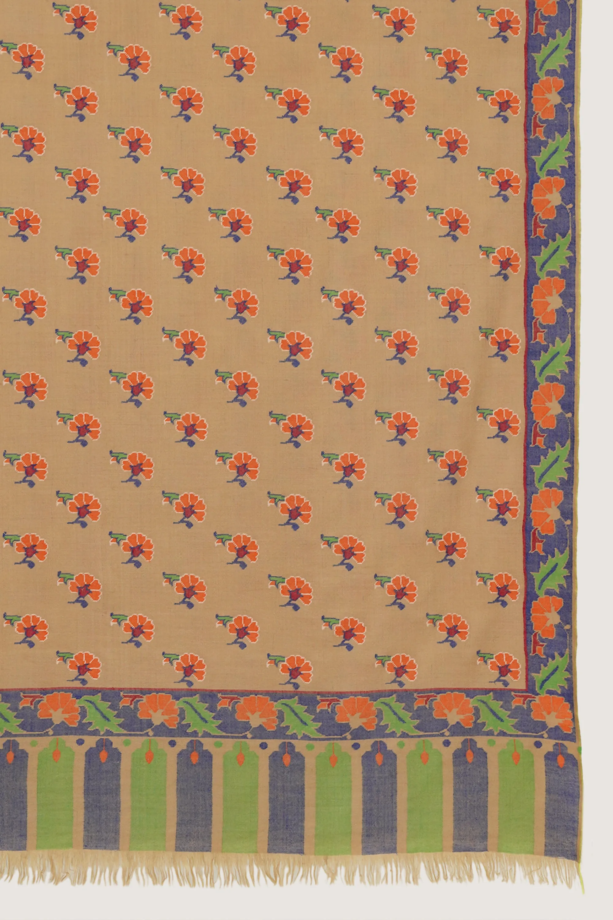 Kani Amina Buti Hand Woven Large Pashmina Shawl Natural Taupe