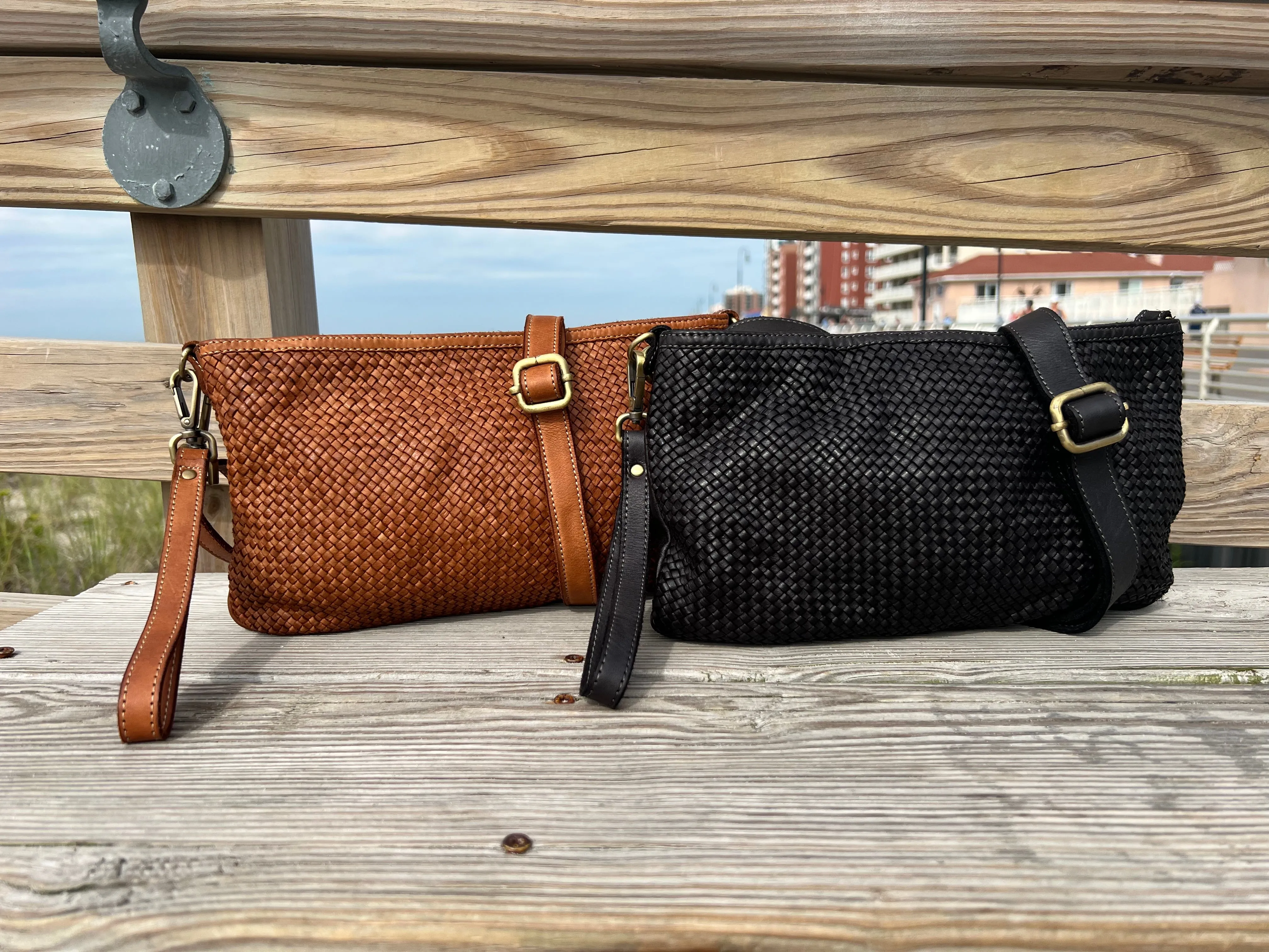 Laura Woven Crossbody in Black