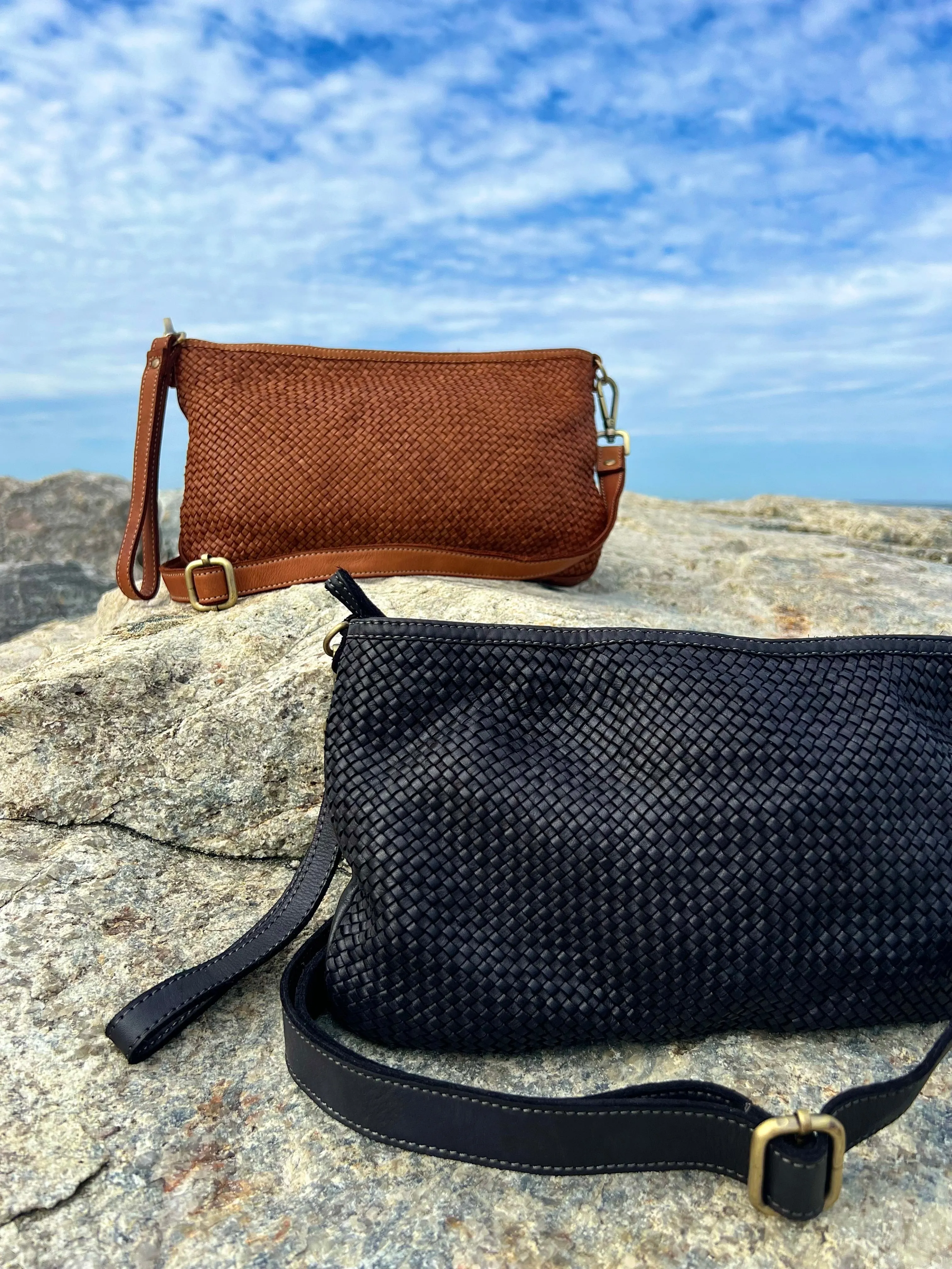 Laura Woven Crossbody in Black