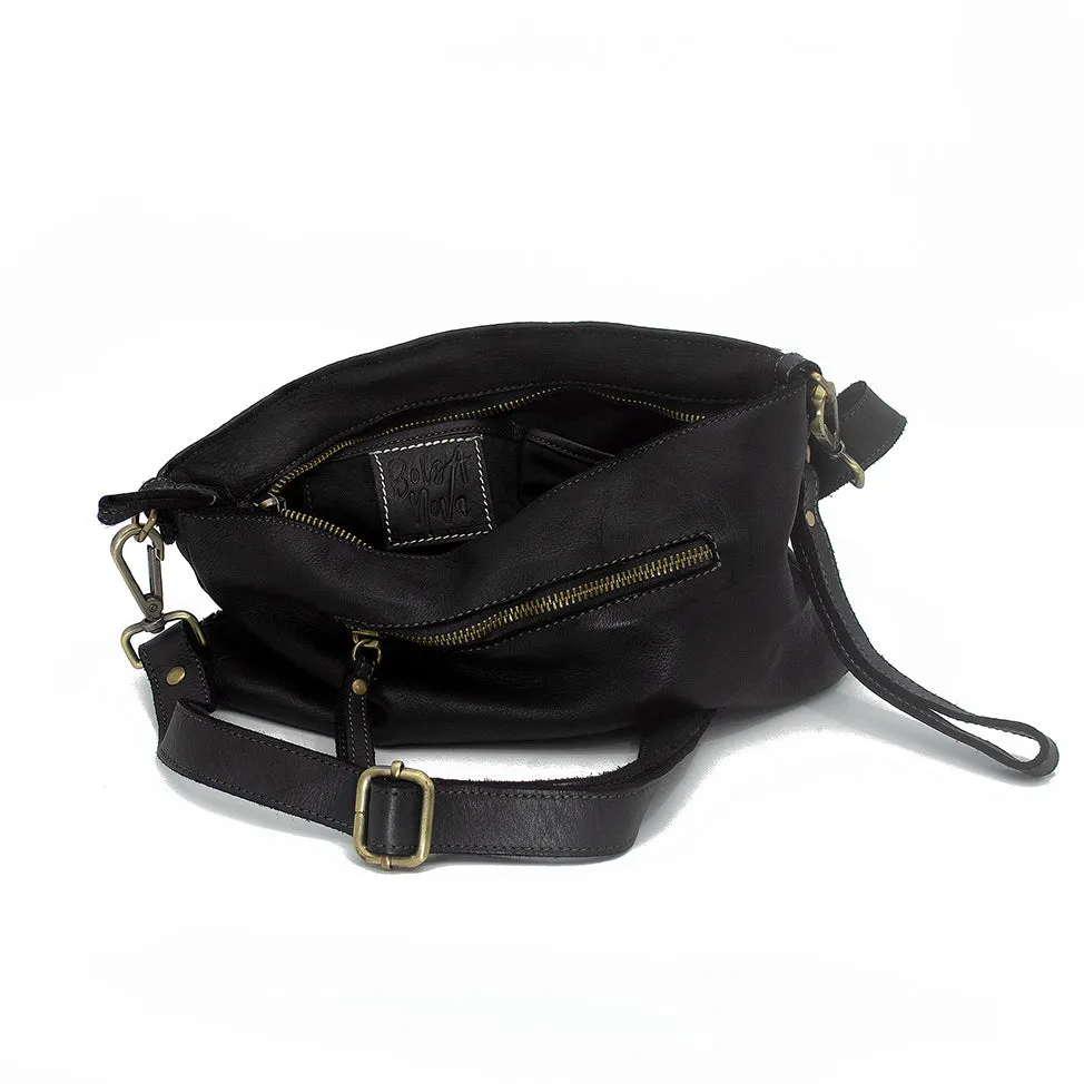 Laura Woven Crossbody in Black