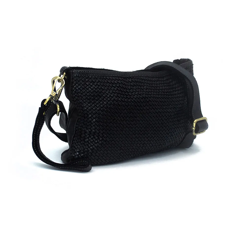 Laura Woven Crossbody in Black