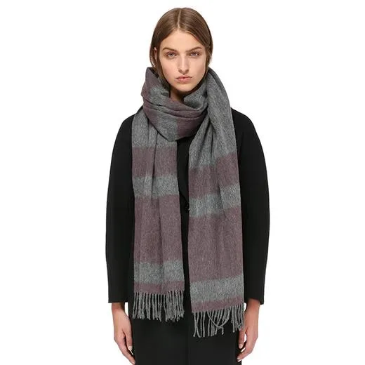 Lazio Extra Long Wool Scarf (Charcoal   Merlot)