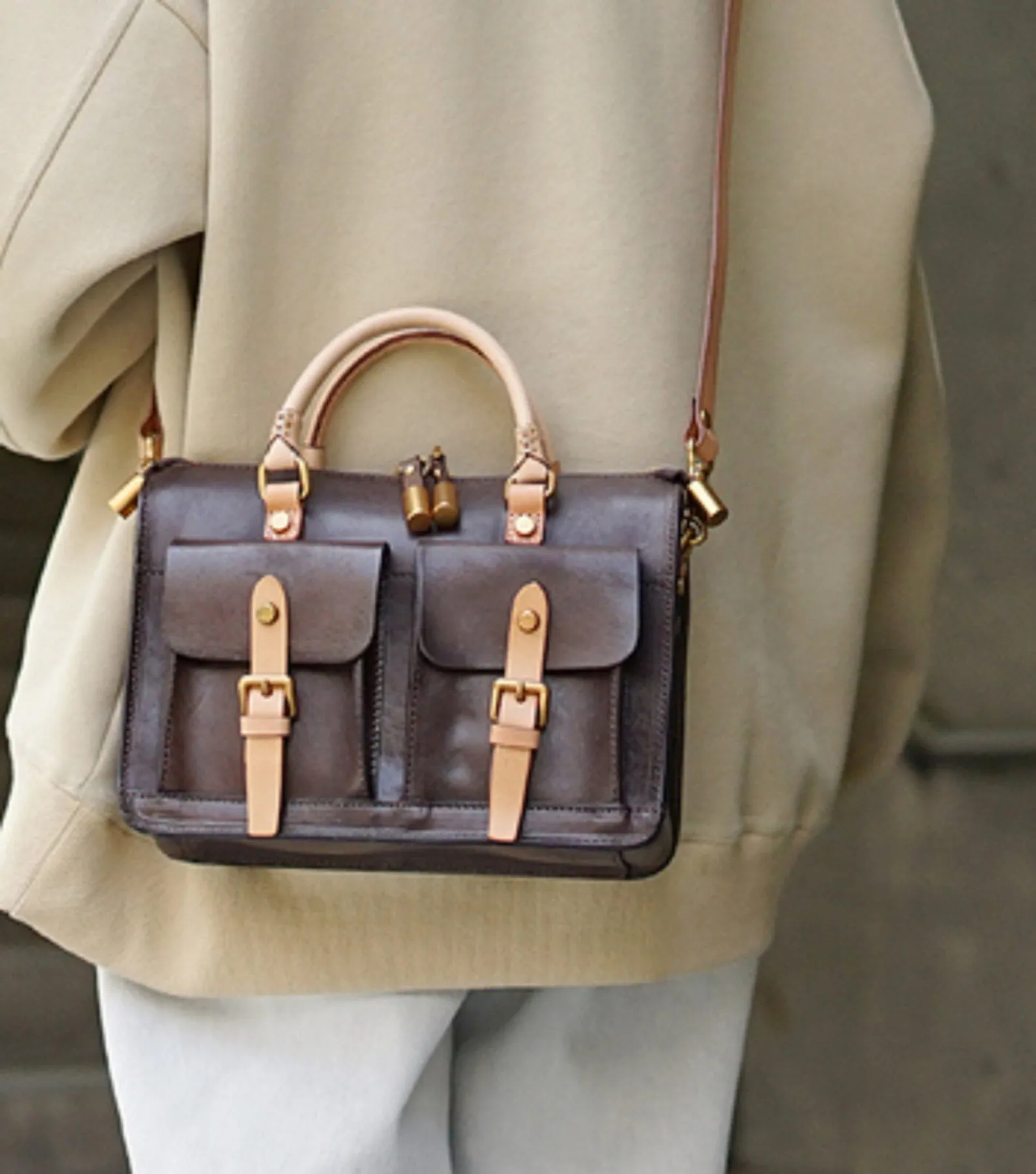Leather Buttons Crossbody Bag