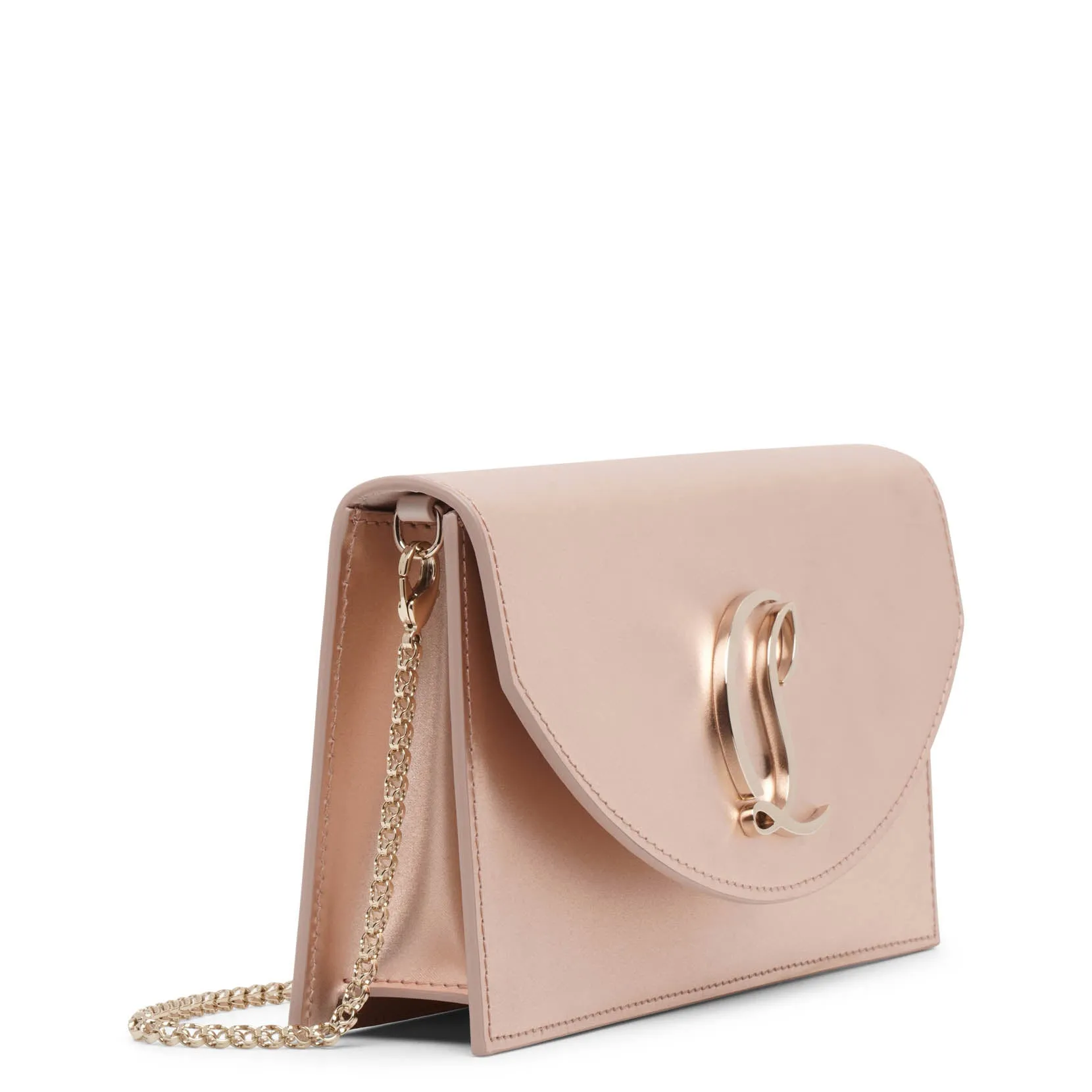 Loubi54 light pink satin clutch