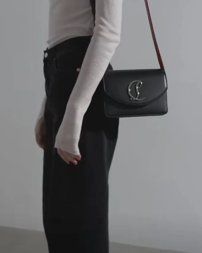 Loubi54 small black leather crossbody bag