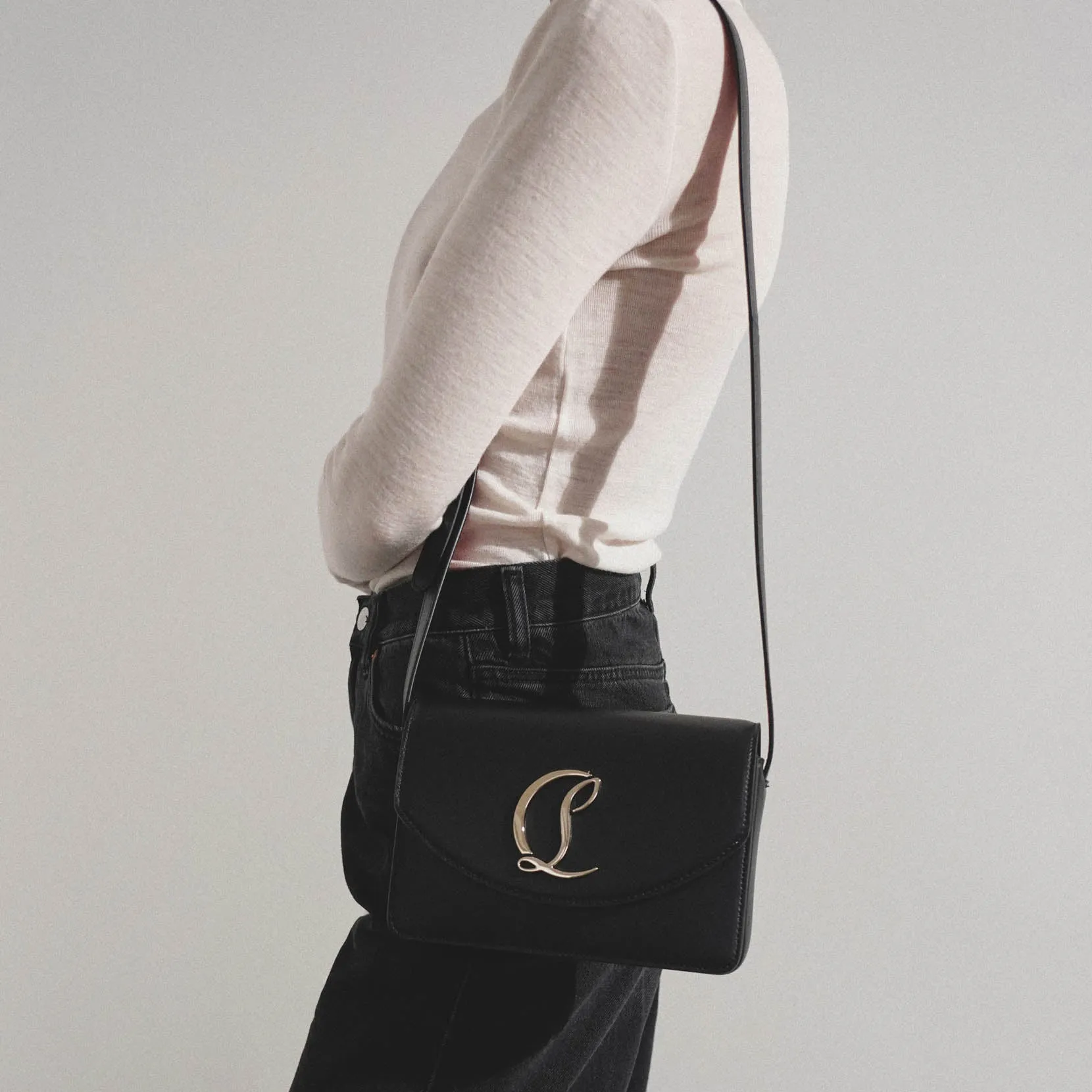 Loubi54 small black leather crossbody bag