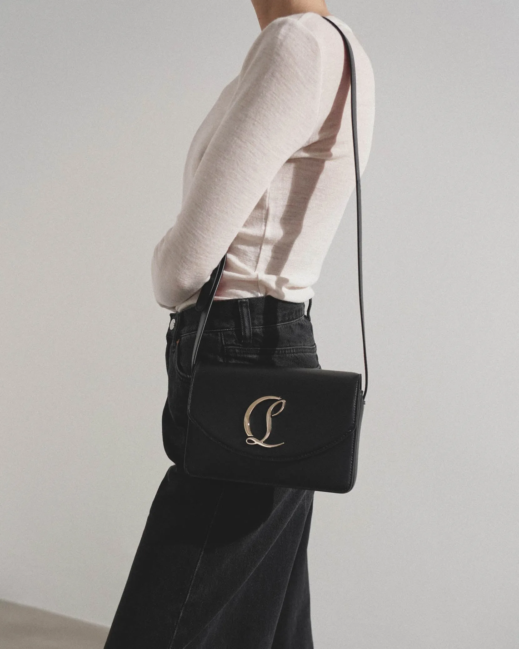 Loubi54 small black leather crossbody bag