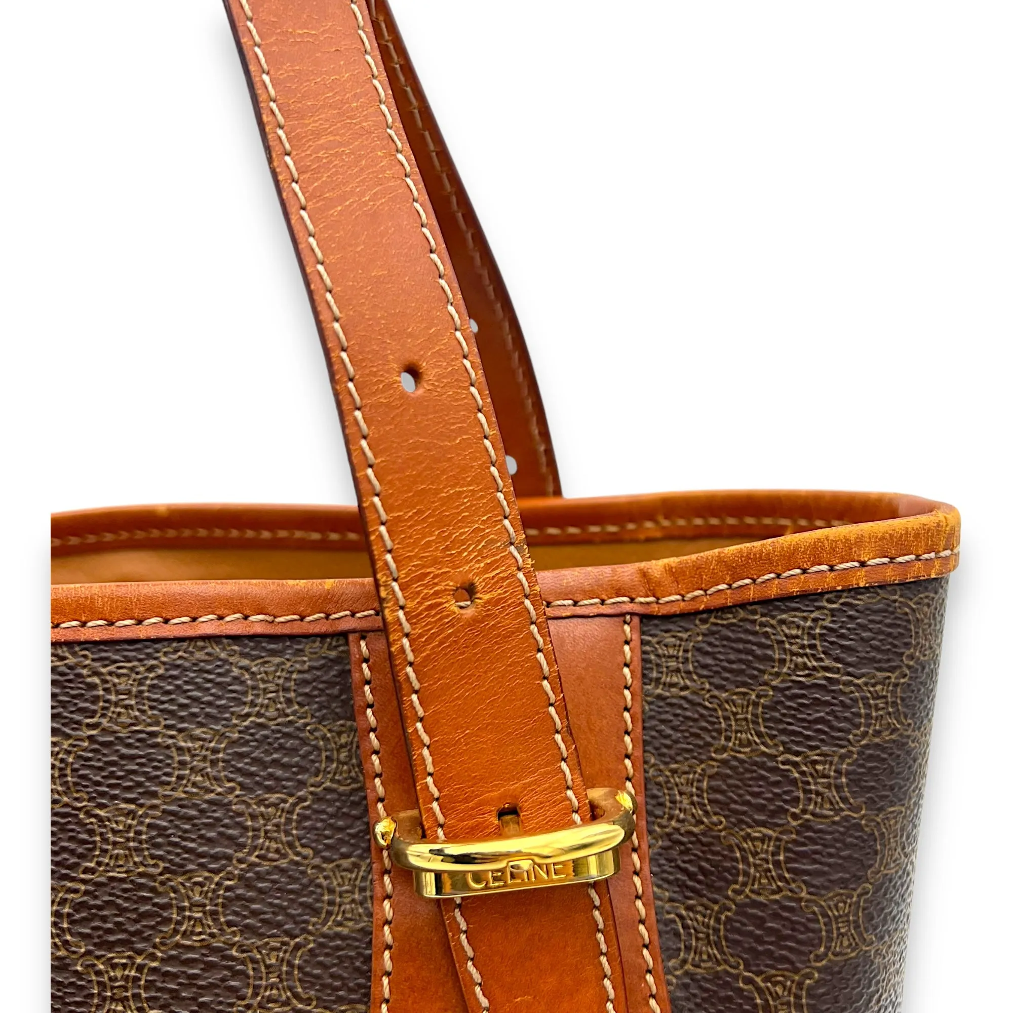 Macadam Tote Bag Beige in Coated Canvas, Gold hardware