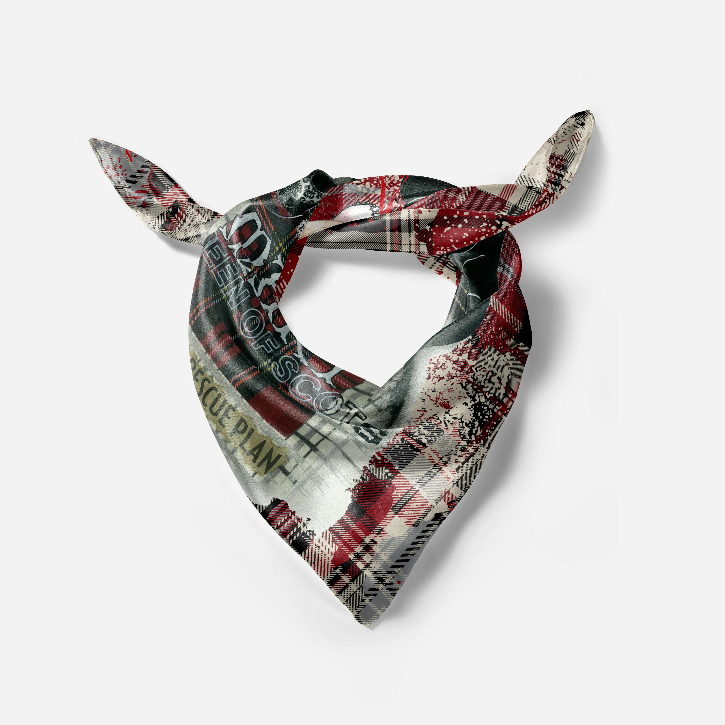 Mary Queen of Scots Plaid Silk Square Scarf
