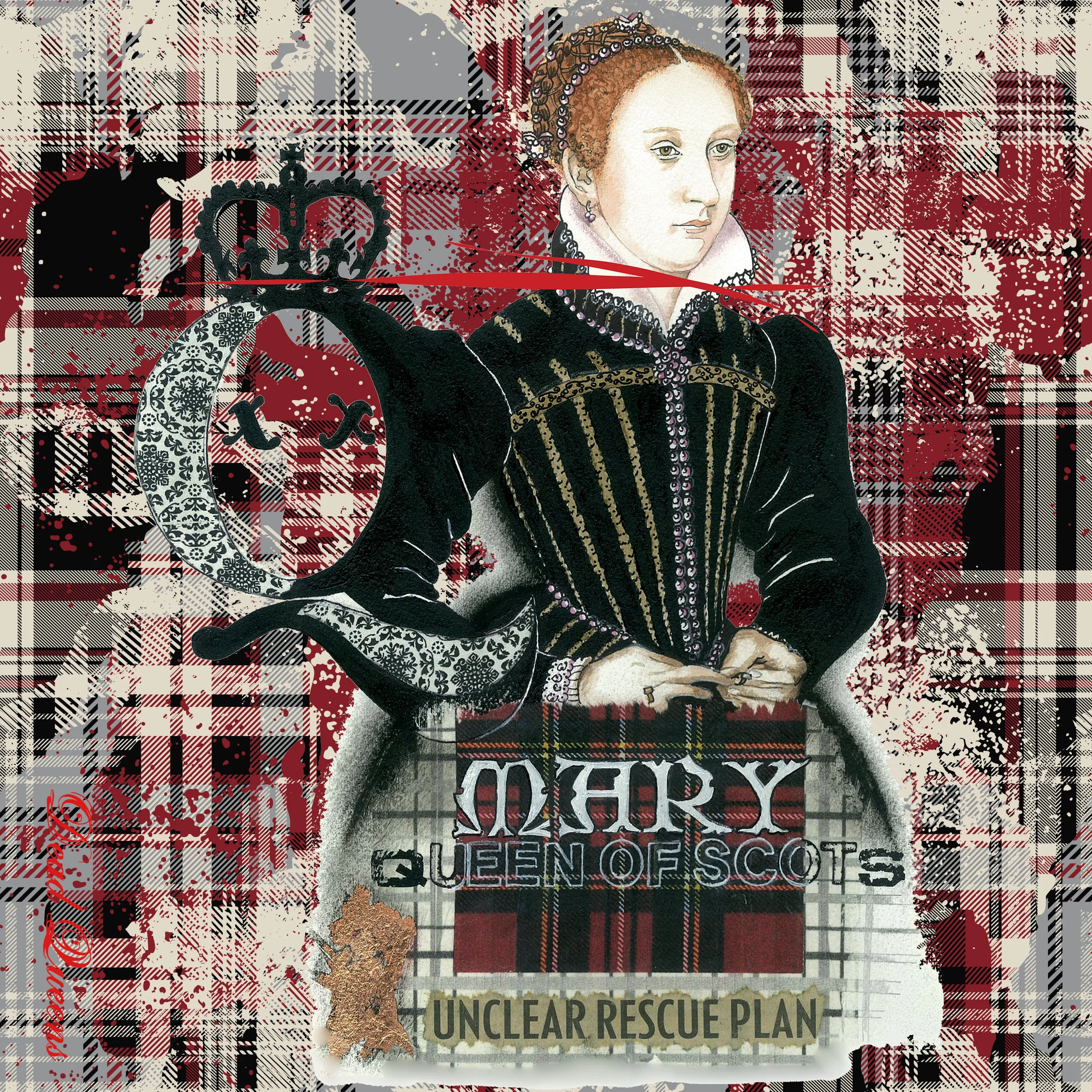 Mary Queen of Scots Plaid Silk Square Scarf