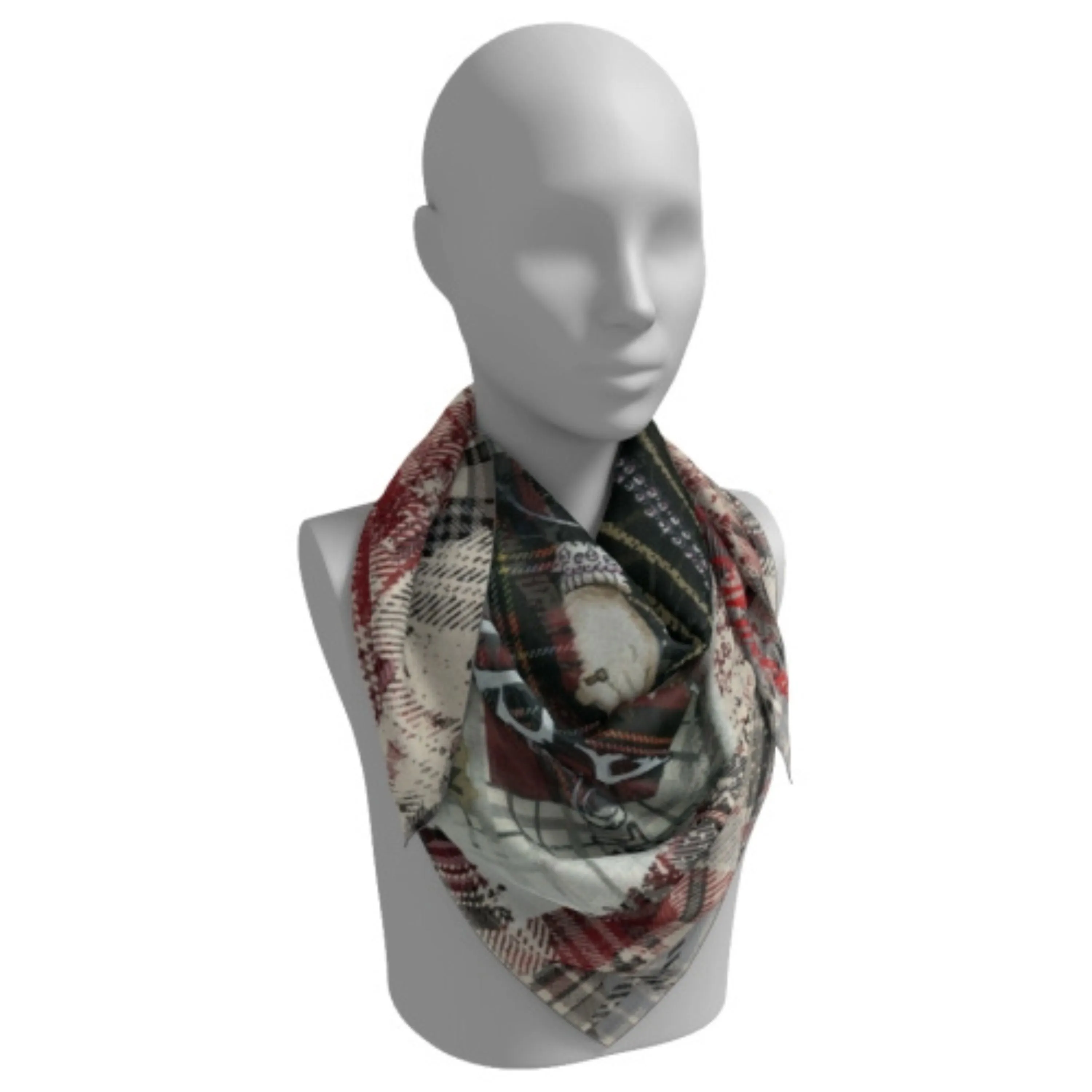 Mary Queen of Scots Plaid Silk Square Scarf