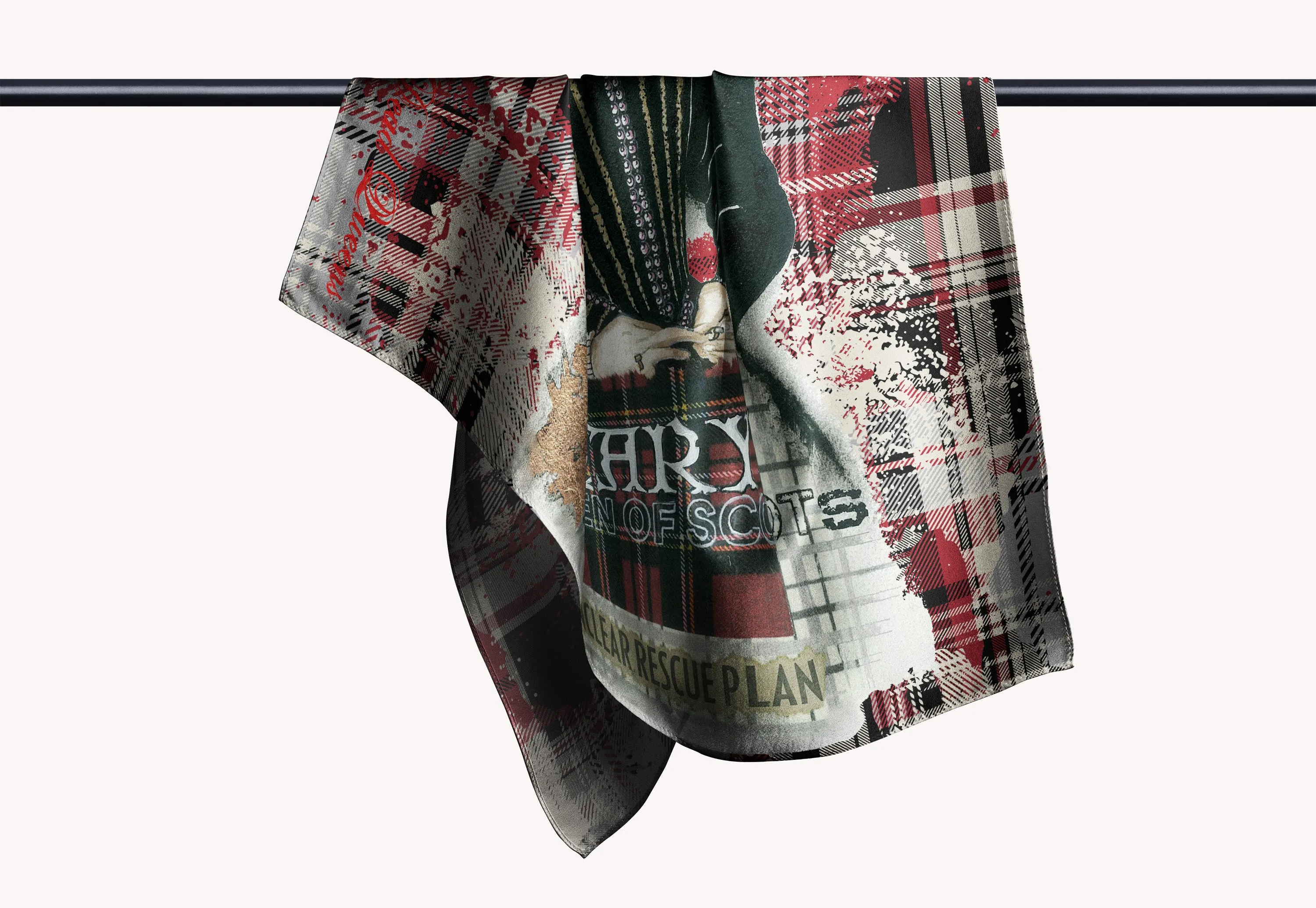 Mary Queen of Scots Plaid Silk Square Scarf