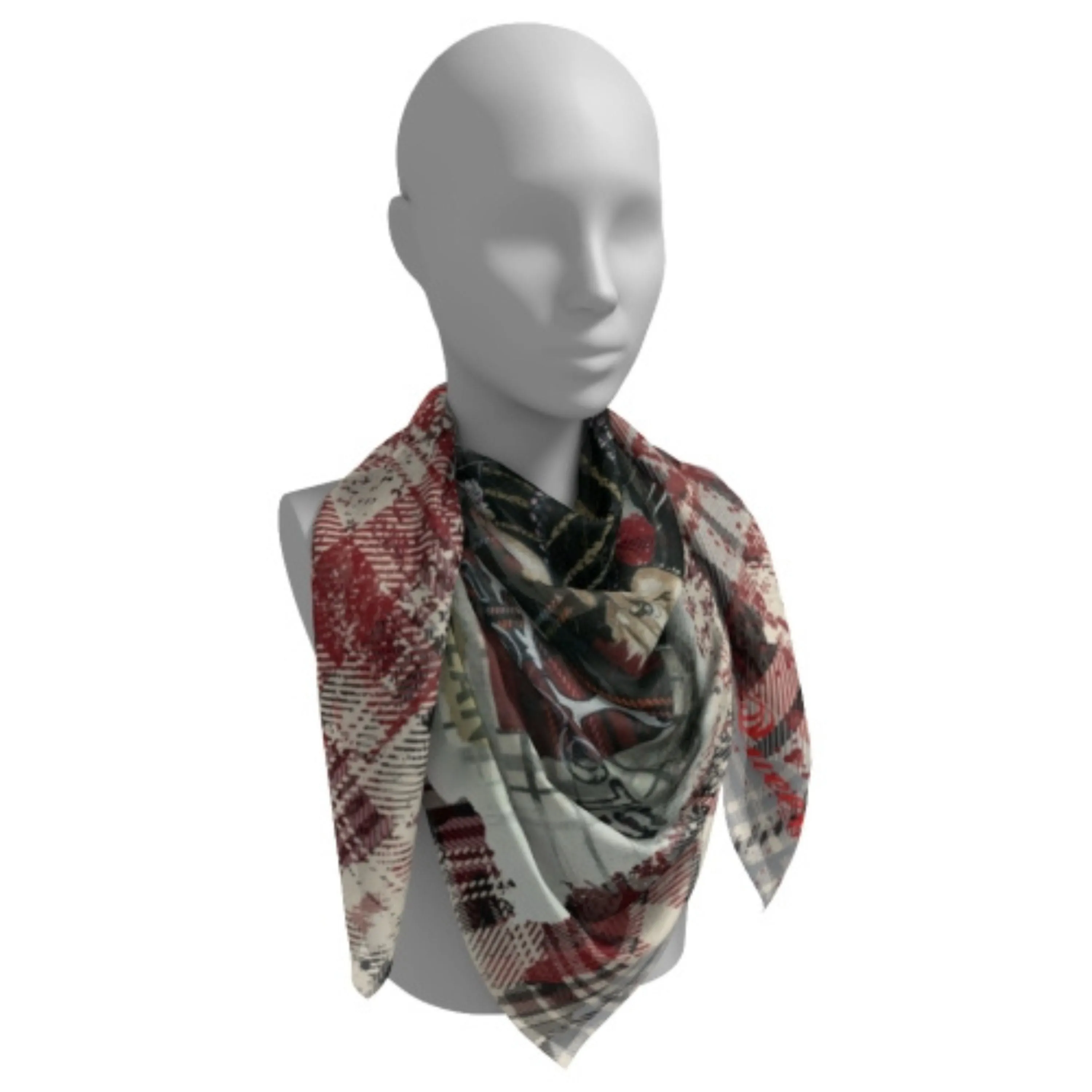 Mary Queen of Scots Plaid Silk Square Scarf