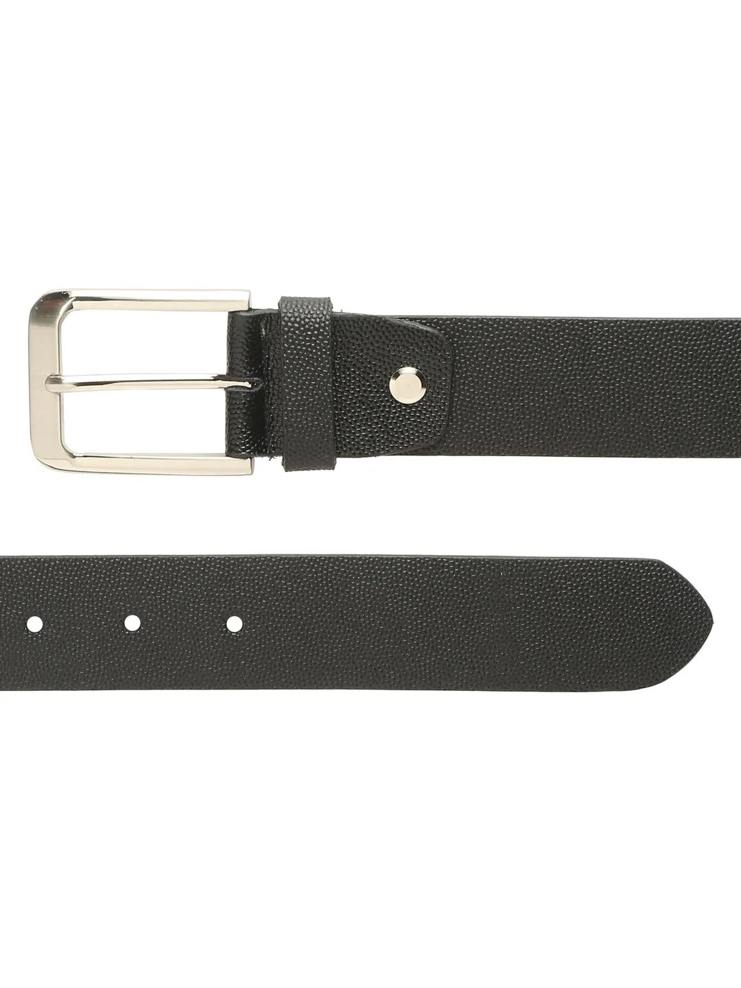 Men Black Solid Leather Belt