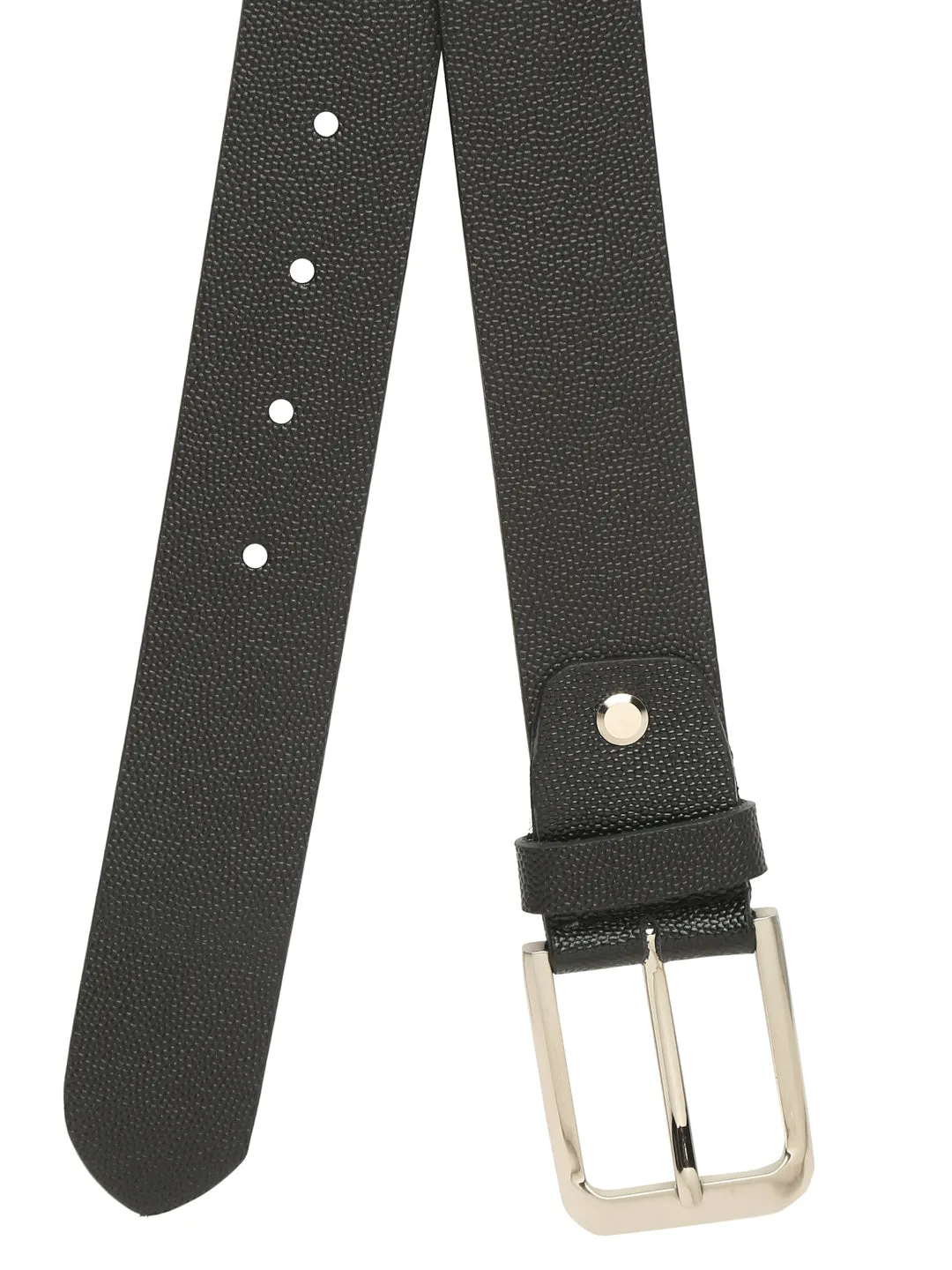 Men Black Solid Leather Belt