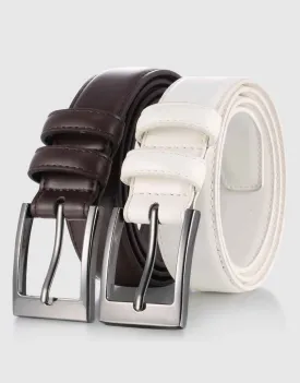 Men's Dual Ring Leather Classic Prong Belt