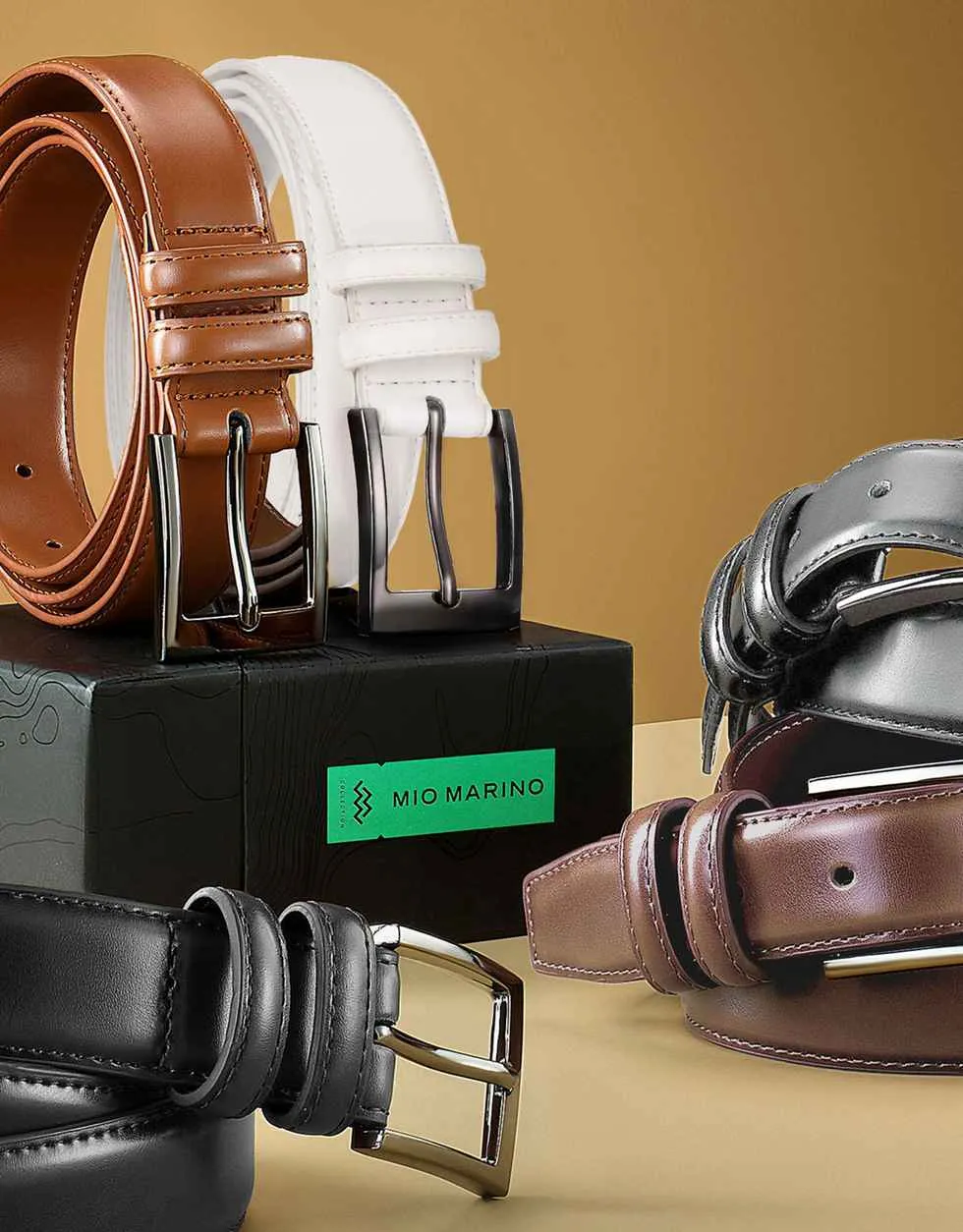 Men's Dual Ring Leather Classic Prong Belt