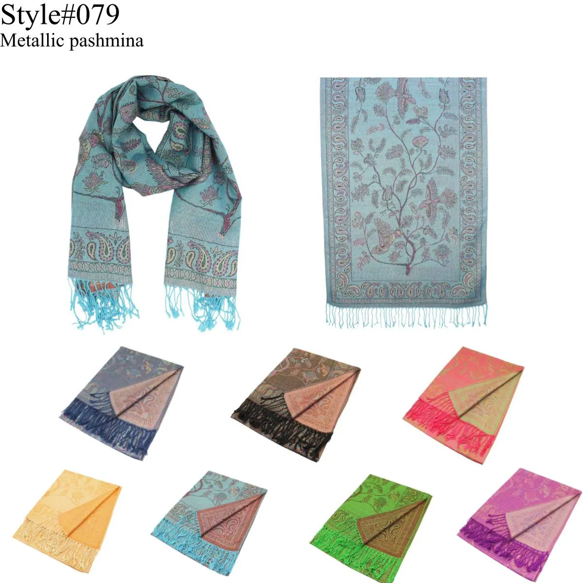Metallic Birds, Paisley, Tree Pashmina Shawls 079