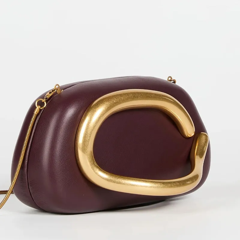Metallic Gold Buckle Mini Purse Evening Clutch Handbags