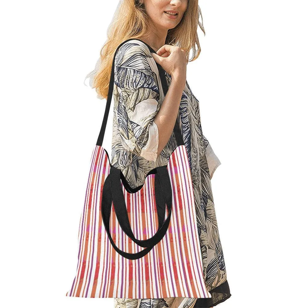 Miniaday Designs Candy Cane Stripes with a Twist Canvas Tote Bag/Medium