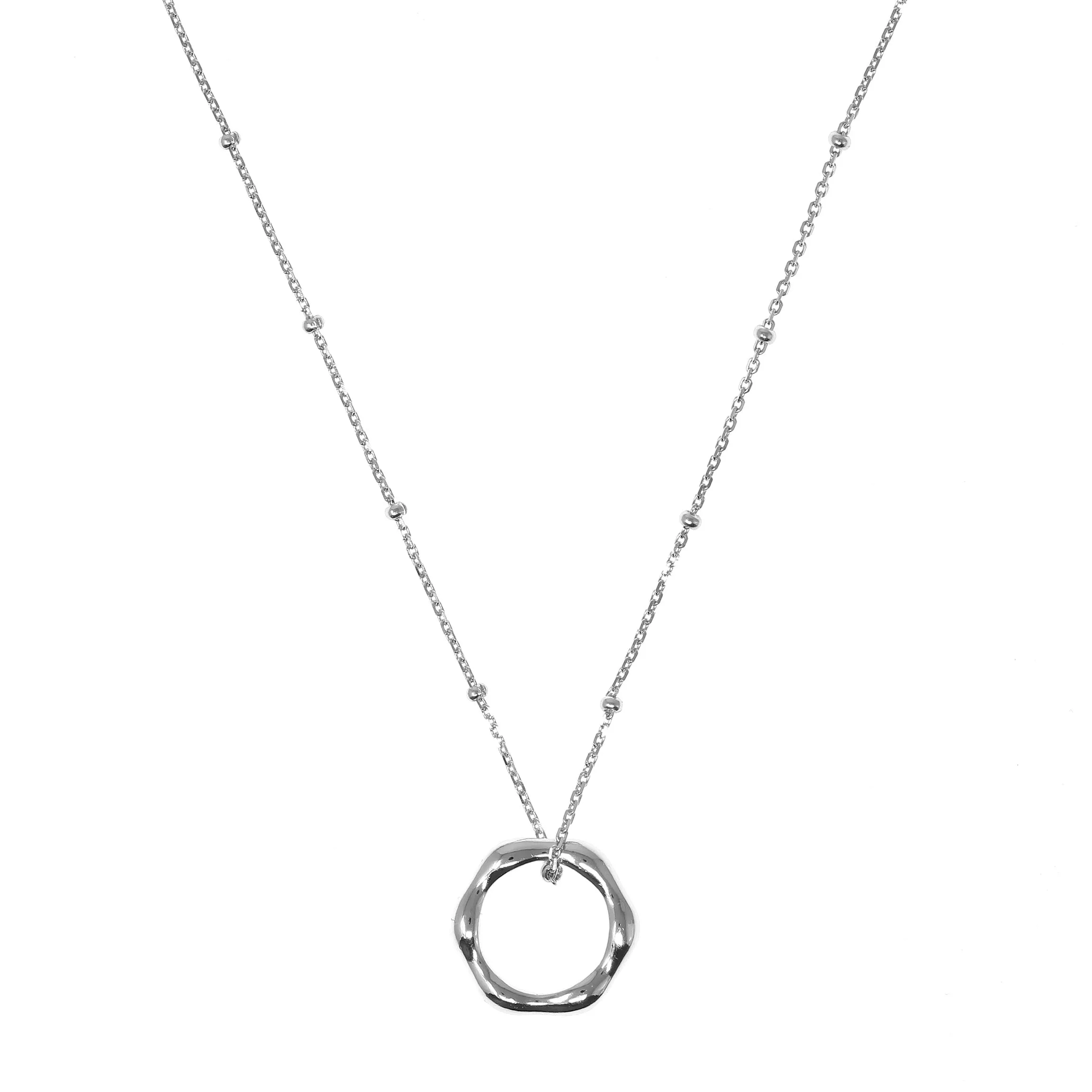 NK-83/S - Circle Pendant Silver Necklace