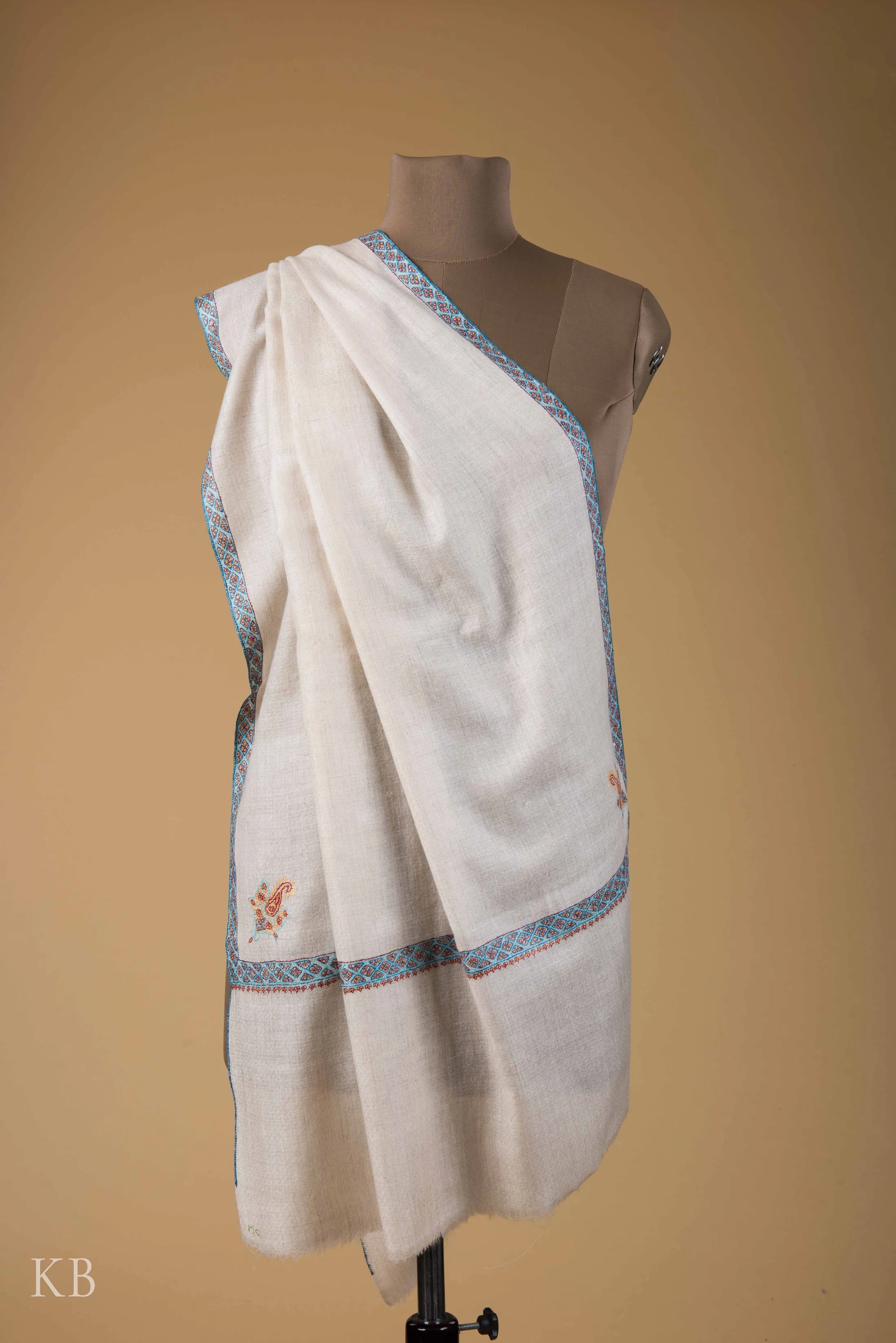 Off White Hashidar Pashmina Stole