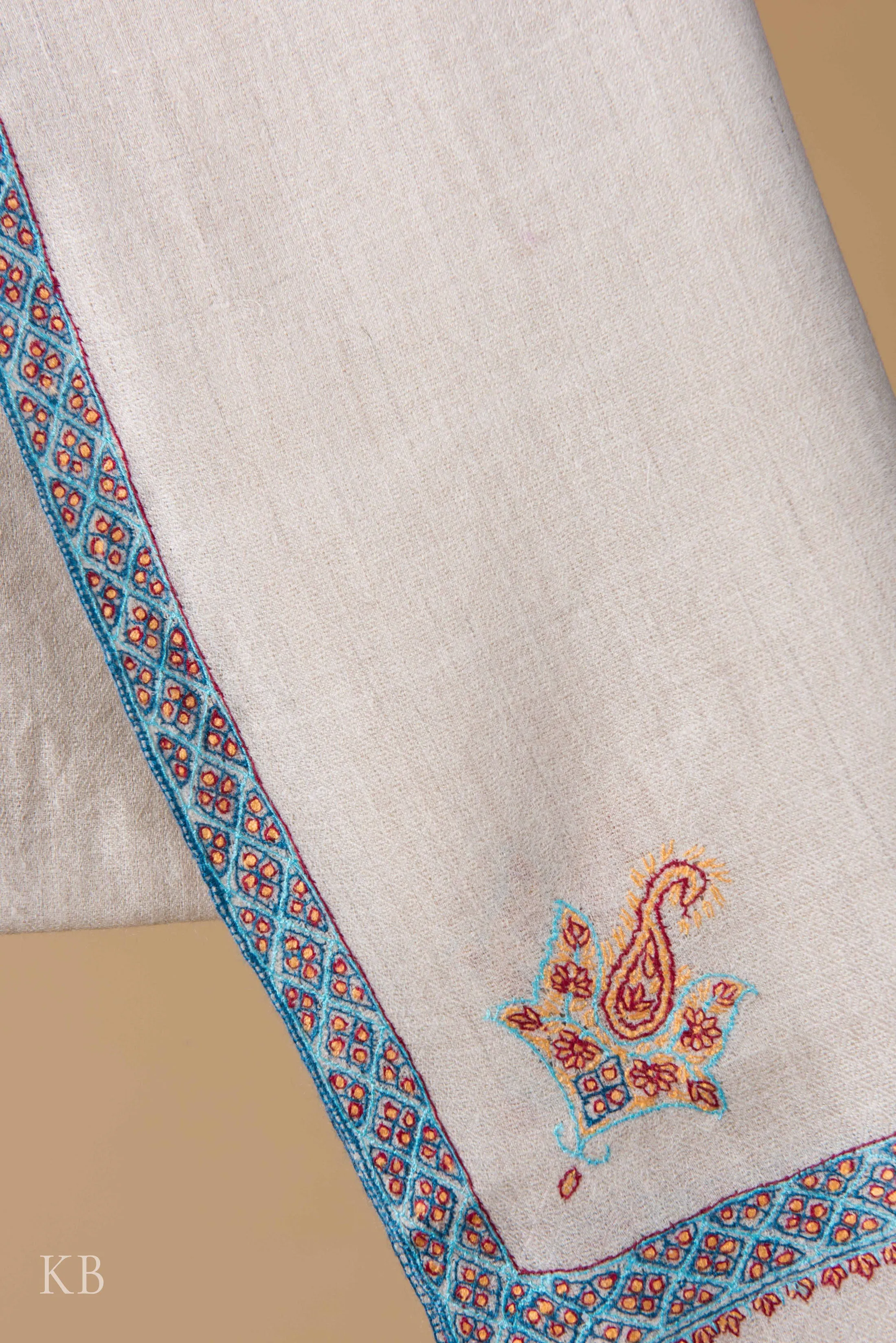 Off White Hashidar Pashmina Stole