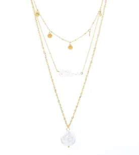 Organic Pendant Freshwater Pearl Necklace | Gold Plated