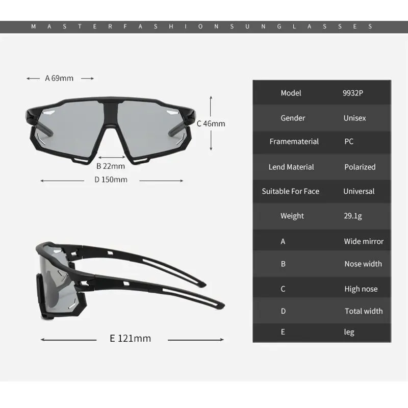 Outdoor Sports Windscreen Discolored Riding Glasses For Men And Women Fashion Polarized Sunglasses Mountaineering Glasses