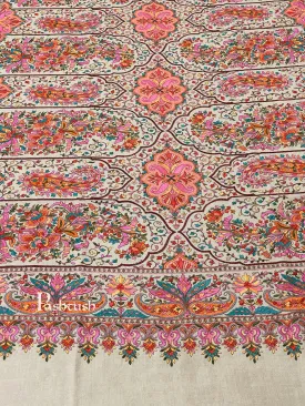 Pashtush Womens Papier-MâChé Embroidered Shawl, Fine Wool With Silky Embroidery.