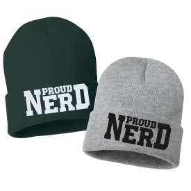 PROUD NERD Embroidered Cuffed Beanie Hat