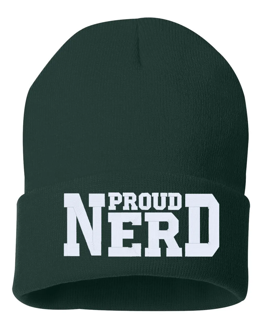 PROUD NERD Embroidered Cuffed Beanie Hat