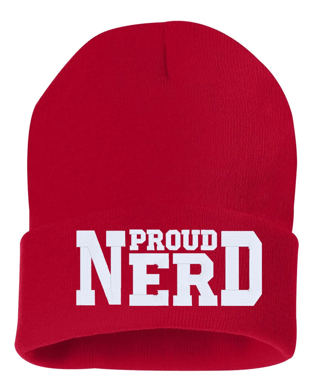 PROUD NERD Embroidered Cuffed Beanie Hat