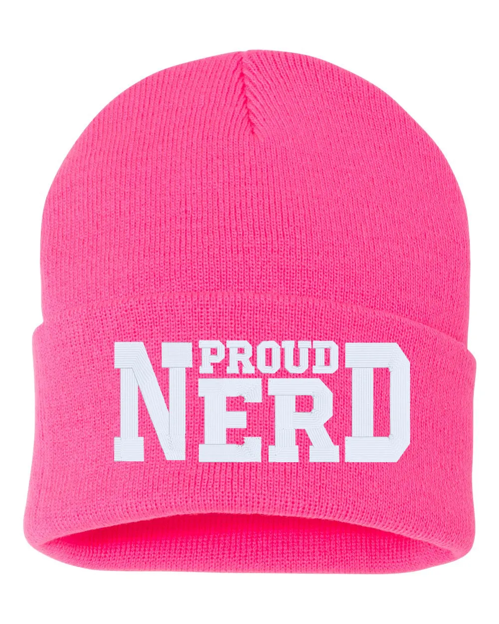 PROUD NERD Embroidered Cuffed Beanie Hat