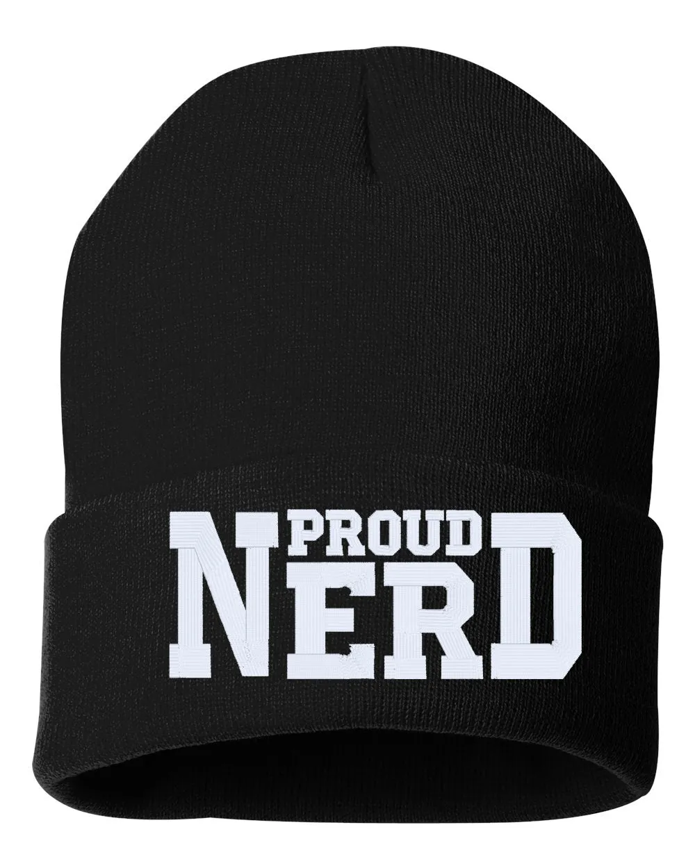 PROUD NERD Embroidered Cuffed Beanie Hat