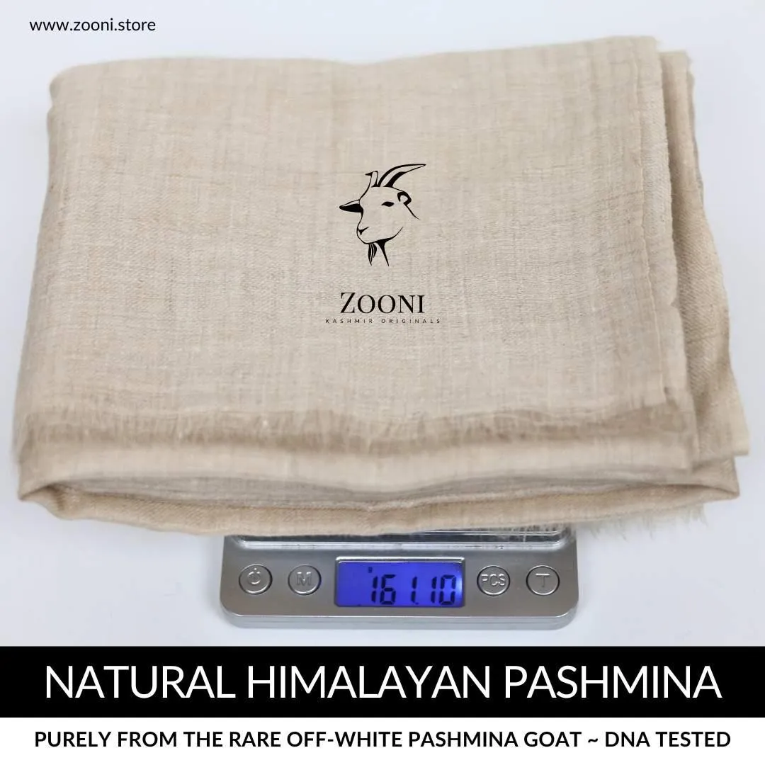 Pure Himalayan Pashmina Plain Shawl (Extra Soft) - Natural Rare Off-White Goat  (Undyed)