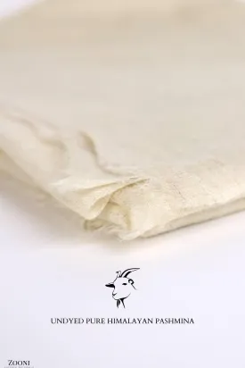 Pure Himalayan Pashmina Plain Shawl (Extra Soft) - Natural Rare Off-White Goat  (Undyed)