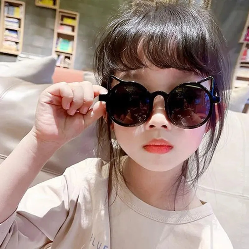 "Meow" Kids Cat Shape Plastic Frame Sunglasses