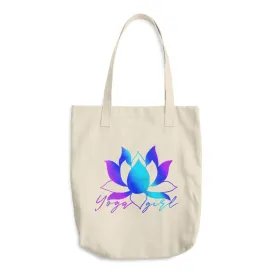 Rainbow lotus yoga girl organic tote bag